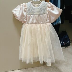 Elegant Pink and White Dress with Pearl Detailing